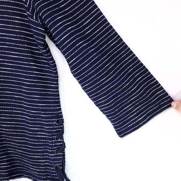 Madewell Pullover Sweater Top Size Large Nautical Navy Striped Side Lace Up - Picture 9 of 12
